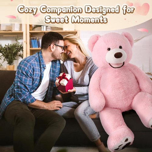 MorisMos Giant Teddy Bear - 51-Inch Plush Cuddly Toy with Big Footprints | Perfect Gift in Pink