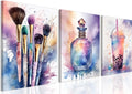 Skiennix Framed Wall Art Set | Colorful Fashion Makeup & Perfume Prints | 12x16 Inch Aesthetic Decor