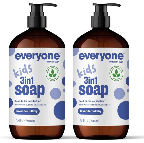 Everyone 3-In-1 Kids Soap | Lavender Lullaby Body Wash, Bubble Bath & Shampoo - 32 Ounce (Pack of 2)