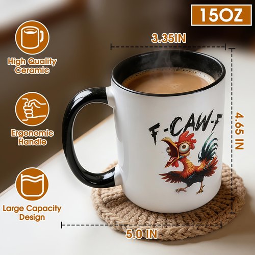 YKSINX Funny Coffee Mug for Women Men,15oz Ceramic cawf Chicken Cup,Novelty Coffee Mugs,Funny Birthday Gifts for Friends,Family,Fun White Elephant Gifts for Adults,Unique Office Gifts for Coworkers