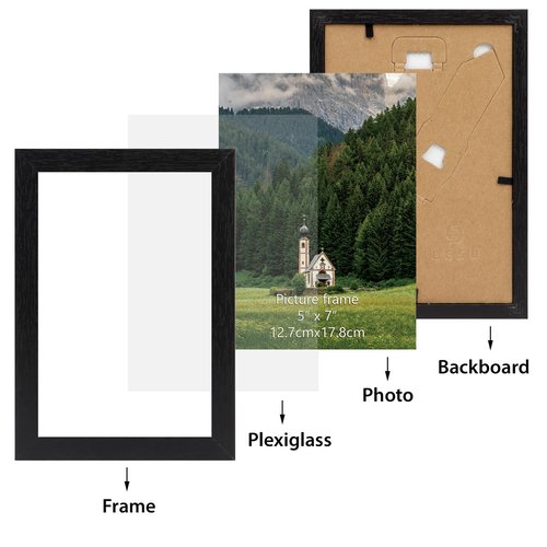 HORLIMER 5x7 Picture Frame Set of 12, Black Picture Frames Display 5 by 7 Photo for Wall or Tabletop