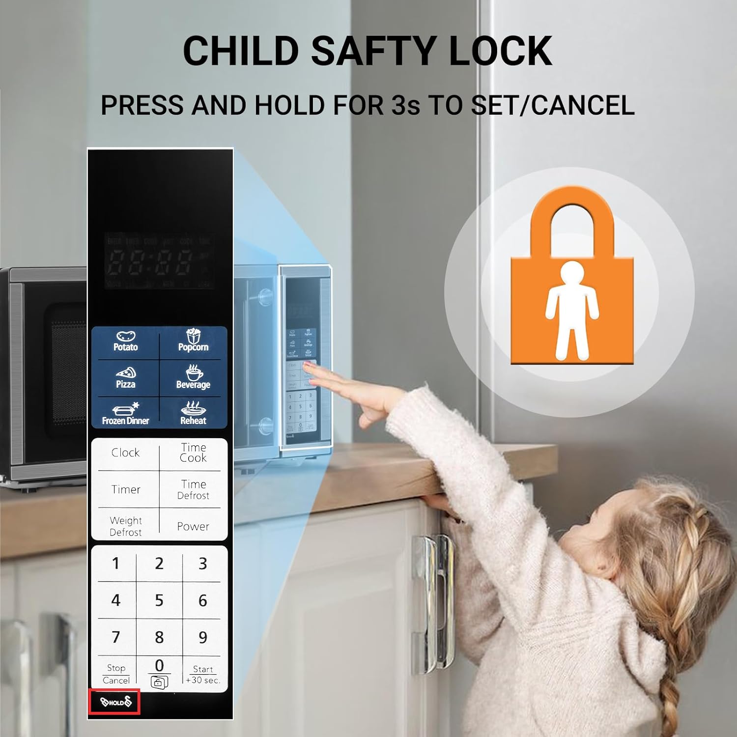 Smad 0.7 Cu.Ft Mini Microwave - 700W Compact Countertop with Removable Turntable & Child Lock | Stainless Steel