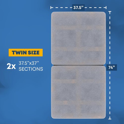 Greaton, Premium 38mm Split Wood Bunkie Board Twin Size Bed - 2-Piece Under Mattress Support Board, Fully Assembled, Fabric Ventilation Cover - Replaces Wooden Slats or Box Spring for Bed Frames