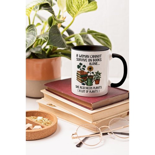 Affordali Mothers Day Plant Gifts, Book and Plant Lover Coffee Mug, Mugs for Reading and Gardening Lovers, Book Lover & Gardener Mug, Novelty Design for Bookworm and Gardening Enthusiasts