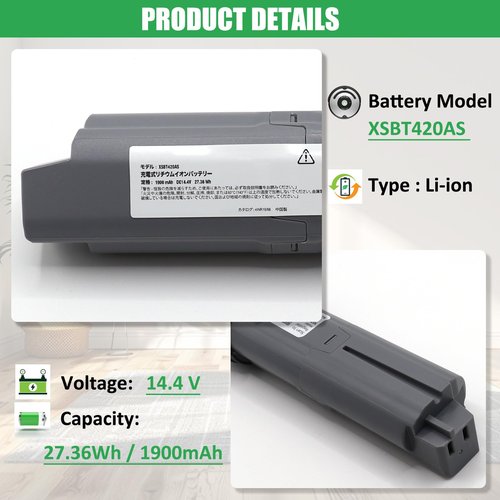 RHKRKQN XSBT420 Lithium Ion Replacement Battery Compatible for Shark Cordless Vacuum WS640 WS640AE WS642 WS642AE QV410 Series XSBT420AS XSBT420UK 14.4V 27.36Wh 1900mAh