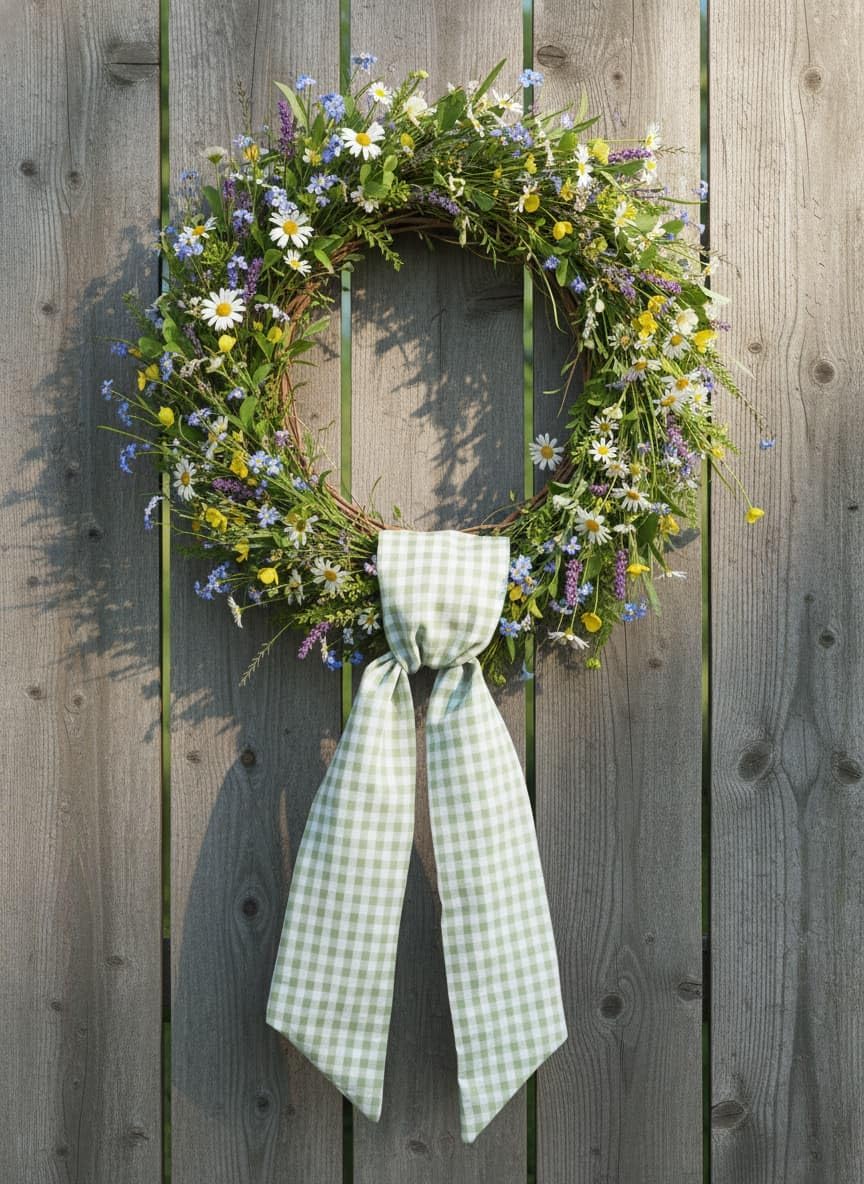 Skiennix Wreath Sash - Green & White Checkered Plaid Bow Ribbon Bundle | 2 Pack for Home Decor (5.12" x 54.33")