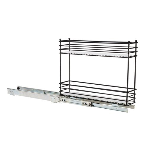Household Essentials Glidez Multipurpose Paint-Finished Steel Pull-Out/Slide-Out Storage Organizer with Plastic Liners for Under Cabinet Use - 2-Tier Design, Black