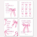 Shescrzionu 4 PCS Coquette Room Decor - Pink Bow Aesthetic Wall Art for College Girls | 10x8 Inch Set