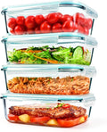 GEHE Large Glass Food Storage Containers - 52 oz Airtight Meal Prep Set with Lids | Microwave & Dishwasher Safe