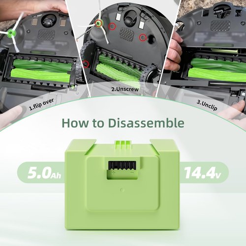 Uionvot 14.4V 5Ah i7 Battery for iRobot Roomba Battery Replacement Compatible with Roomba Batteries i7 i7+ i8 i6 i4 i4+ i3 i3+ i7158 J7 7150 7550 and e e5 e6 e5150 e5152 e6198