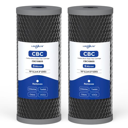 5 Micron 10" x 4.5" Whole House Activated CTO Carbon Block Water Filter Cartridge Replacement for WFHDC8001, CB-BB-10, FXHTC, FC15B, EP-BB, EPM-BB, CTO10BB, WCBFF975, CB-45-1005, CTO-F10B-5 (2 Pack)