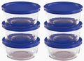 Pyrex 7200 2-Cup Glass Bowl & 7200-PC Cadet Blue Lid (6-Pack) - Made in USA