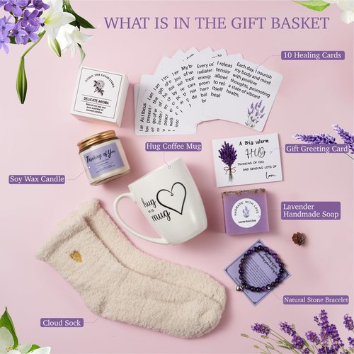 Thinking of You Gift Baskets for Women, Get Well Soon Gifts for Women, Encouragement Gift Surgery Recovery Gifts, Comfort Gift Care Pacakge for Women, Relaxing Gifts, Self Care Package