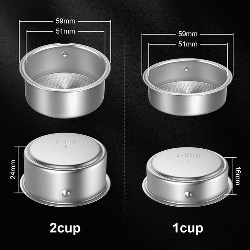 51mm Filter Basket | Double Layer Pressurized Portafilter Basket | Stainless Steel Coffee Portafilter Basket | Espresso Filter Basket