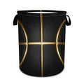 Black and Gold Basketball Laundry Basket, Foldable Waterproof Oxford Cloth Laundry Hamper Funny Tote Bag Dirty Clothes Storage Bucket Toy Organizer for Bathroom/Laundry/Bedroom 15.7"x19.6"