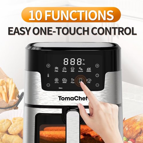 Air Fryer 10-in-1 by [Brand Name] - 5.3QT Compact Oil-Free Cooker with Digital Control | Healthy Cooking, Black