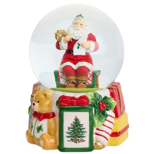 Spode Christmas Tree Santa Clause Winter Wonderland Snow Globe, Plays Soothing Music - Durable Dolomite, Personalized Collectible Holiday Gift - Great for Christmas, Weddings, Home Décor