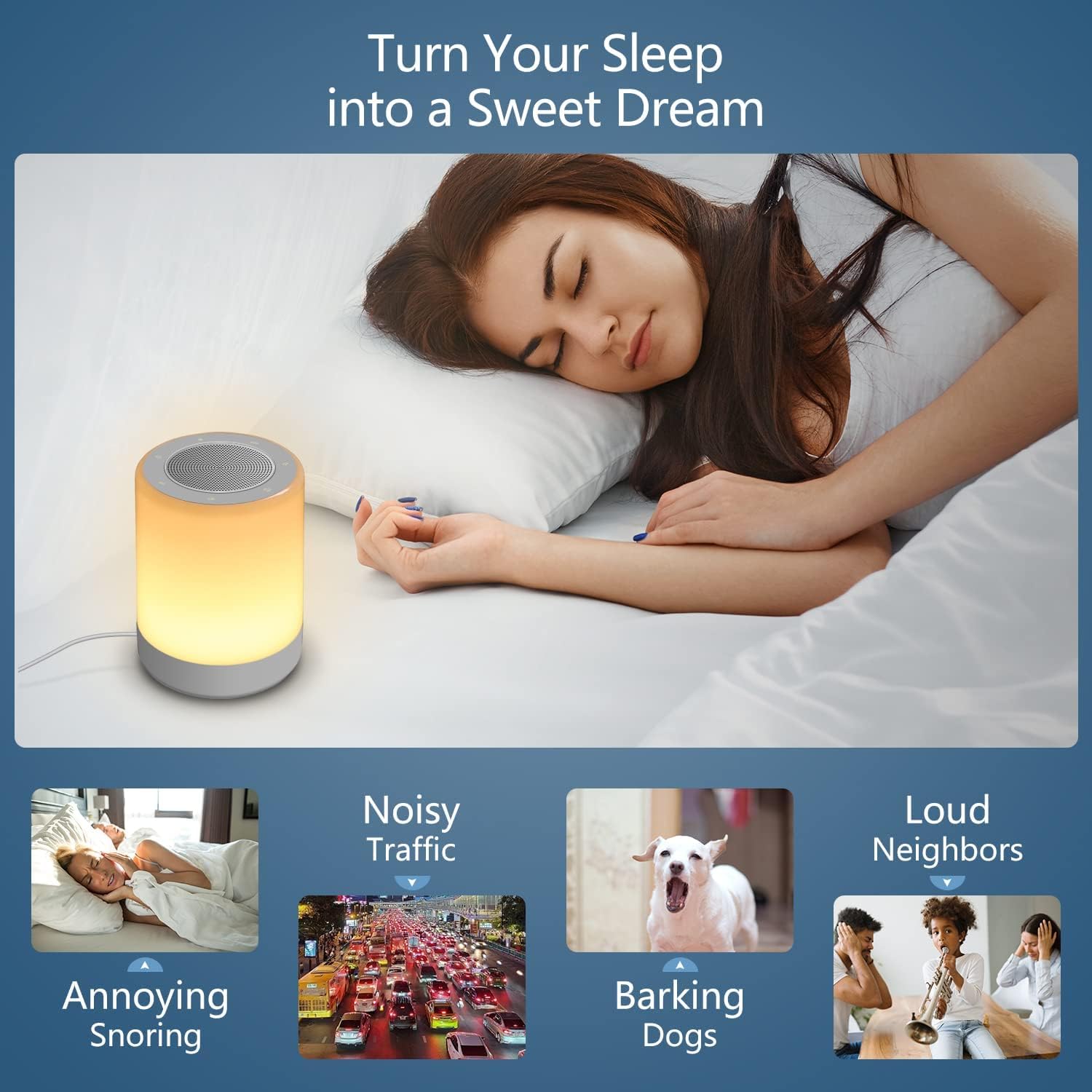 Sound Machine - White Noise Machine for Babies | 32 High Fidelity Sounds & Night Light Feature