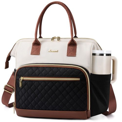 LOVEVOOK Lunch Bag Women, Insulated Adult Lunch Box for Women Work, Wide Opening Leakproof Cooler Tote Bag for Office Campus Picnic Beach with Shoulder Strap, Loncheras Para Mujer with Cup Holder