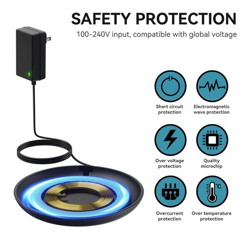 FEFAIA Charging Coaster 2 Compatible with Temperature Control Smart Mug 2 and 1/Travel Mug, Wireless Charger Power Dock Base for Home & Office