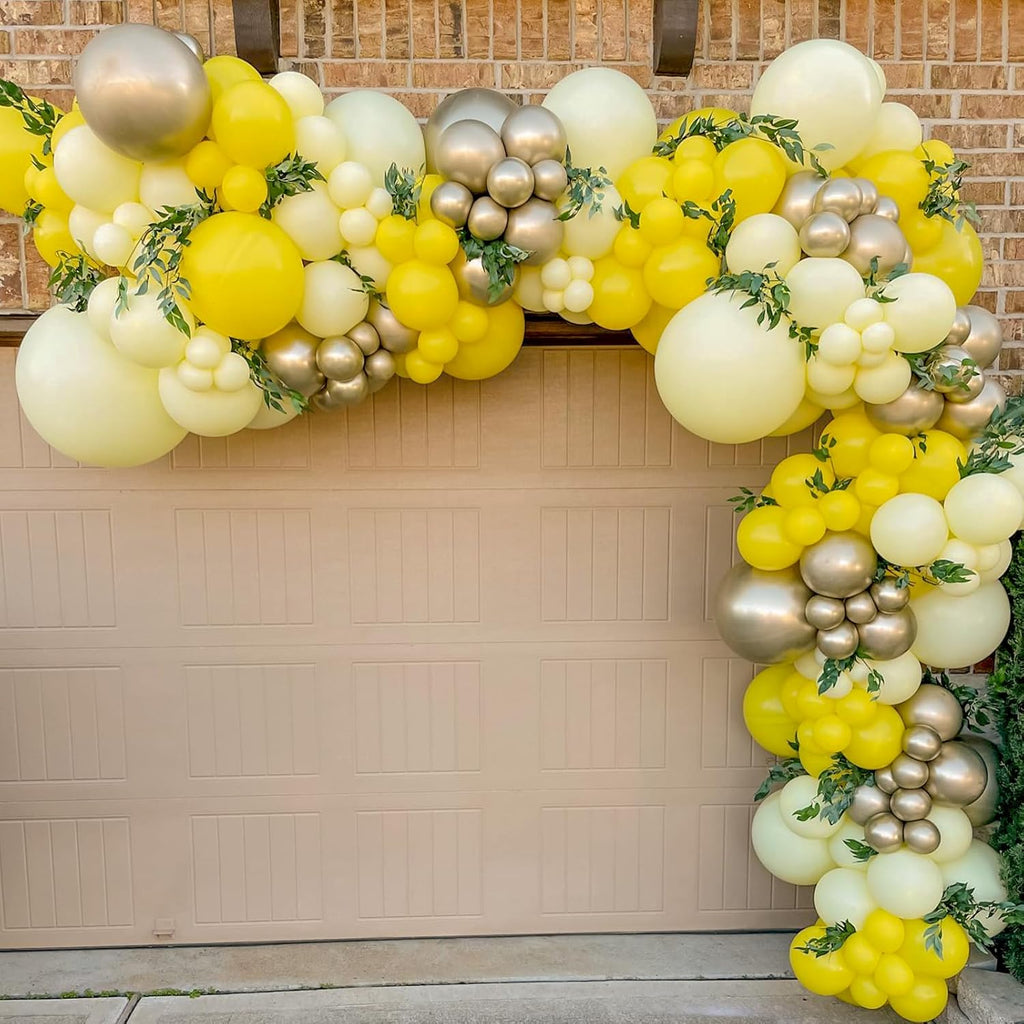 Skiennix Pastel Yellow Balloon Arch Kit - 120pcs in Various Sizes for Gender Reveal & Baby Shower Decor