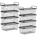 iSPECLE Deep Freezer Organizer Bins, 8 Pack Chest Freezer Baskets for 7 Cu.Ft, Stackable Wire Chest Freezer Organizer Bins for Small Food, Strong Metal with Handles for Meat and Veggies, Black