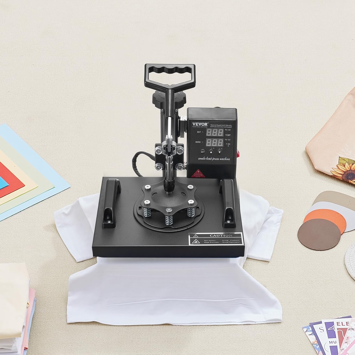 VEVOR Heat Press Machine - 12x10in Clamshell Sublimation Printer with Fast Heat-Up & Digital Control | Ideal for T-Shirts, Bags, and More