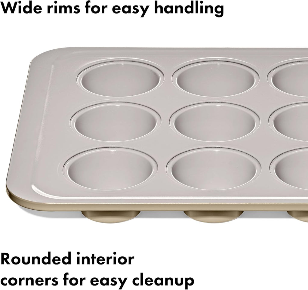 OXO Good Grips 12-Cup Muffin Pan - Non-Stick Pro Ceramic Coated Bakeware for Perfect Biscuits