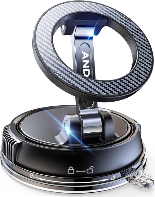 ANDERY Car Phone Holder - MagSafe Compatible | 2400gf Magnetic Grip & 360° Adjustable Mount for iPhone 17-12 Pro Max Plus, Carbon Fiber