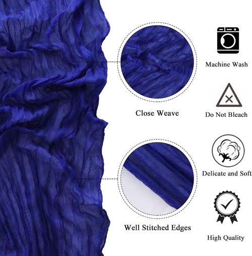 FANPROMS Gauze Table Runner - Rustic Blue 10FT Sheer Fabric for Farmhouse Weddings & Events