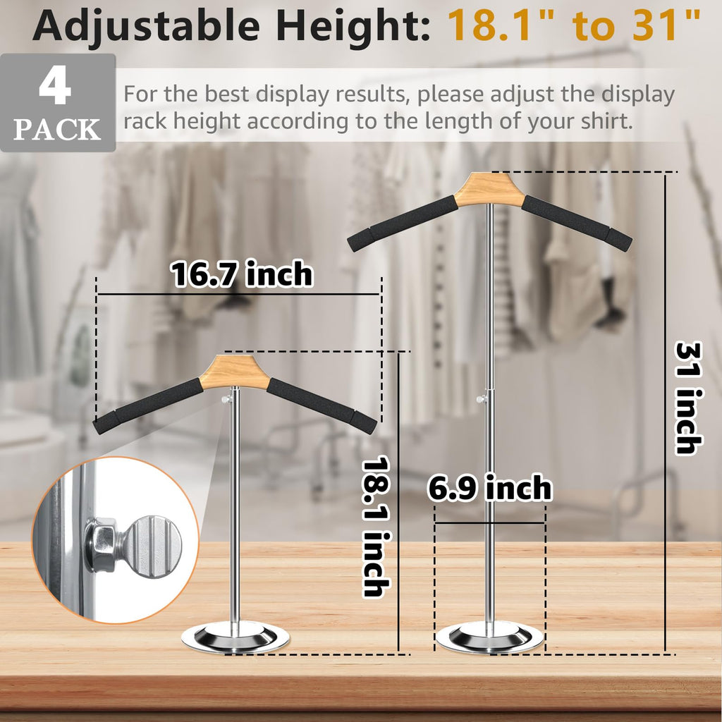 6 Pack T Shirt Display Stand for Vendors ，18.1-31" Adjustable Height Clothing Display Stand Tshirt Display Shoulder Stand Shirt Rack Dress Form Stand Mannequin Torso Stand for Shops