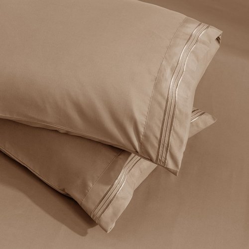 Aormenzy Microfiber Pillow Cases - King Size Set of 2-1800 Thread Count Ultra Soft Taupe Pillowcases - Wrinkle Resistant Pillow Covers with Envelope Closure - 20" x 40"