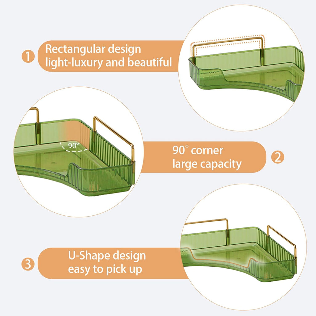 Skiennix Corner Bathroom Counter Organizer - 2-Tier Makeup & Perfume Shelf in Green