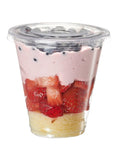 GUSTO 12 oz. Clear Plastic Cups With Flat Lids 50 Count (No Hole), Fruit Cups with Lids for Party - Perfect for Smoothies, Milkshakes, and To-Go Beverages -(Formelry Comfy Package)