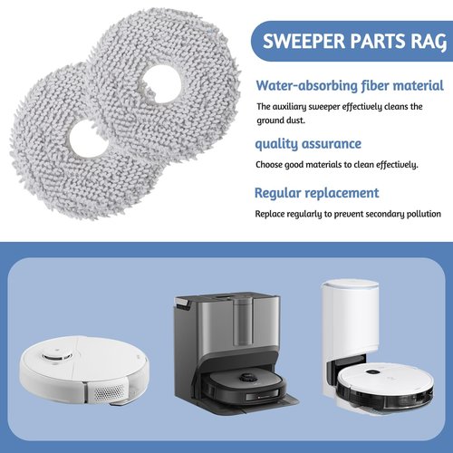 8 PCS Wiping Cloths Replacement Parts for Ecovacs Deebot X2/T20/T20e/T30 OMNI, Wiping Pads Cotton Accessories for Dreame L10s/L10/L20/X40/L40 Ultra Robot Vacuum Cleaner, Reusable Cleaning Pads