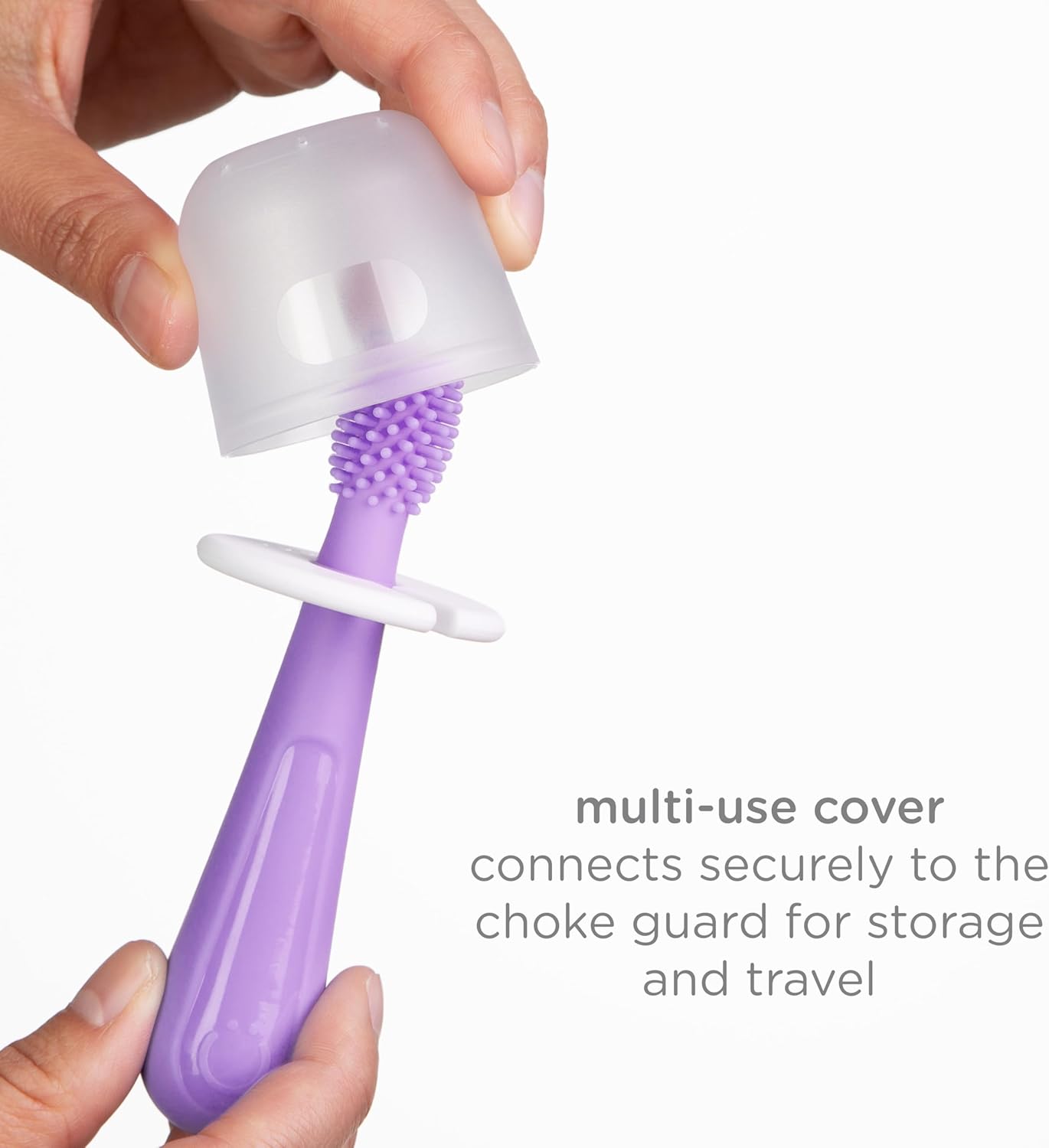 Ubbi Grow With Me Toothbrush Set - Silicone Finger Brush & 360° Soft Bristles - Smoothie Purple