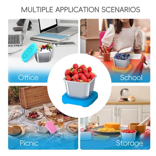6Pack 6oz Stainless Steel Snack Containers for Kids, Leak Proof Small Food Storage Container with Silicone Lid, Easy Open Leak Proof Stainless Steel Food Storage Containers with Silicone Lids