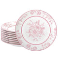 Jinei 8 Pcs Pink Floral Salad Plates Dinnerware Set Chinoiserie Ceramic Round Dessert Serving Plates 8 Inch Dinner Serving Tableware for Kitchen, Microwave Oven Dishwasher Safe