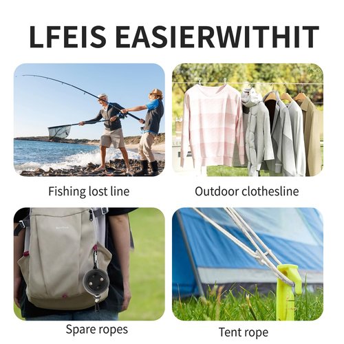 Portable Travel Clothesline Cord, Adjustable 33ft Camping Clothes line, Laundry Drying Rope for Hotel Trip,Camping,Backyard,Outdoor/Indoor, Grey
