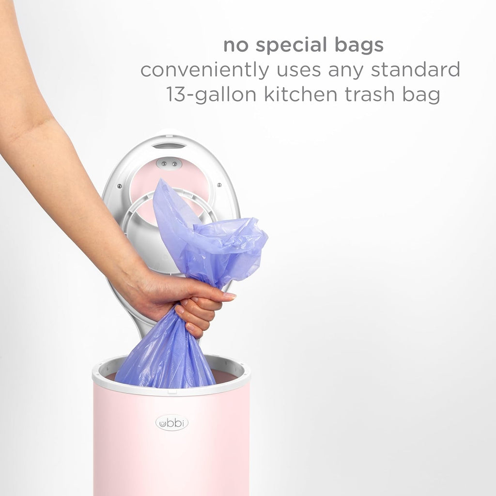 Ubbi Steel Diaper Pail - Odor Locking Design, No Special Bag Needed | Award-Winning Blush Pink