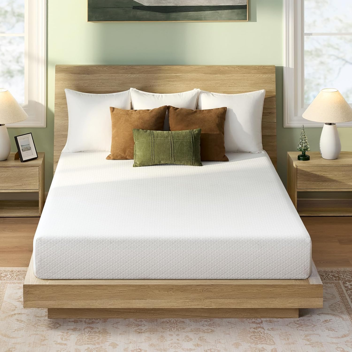 Rolanstar Queen Size Gel Memory Foam Mattress - 8 Inch, Breathable & Supportive, CertiPUR-US Certified, White