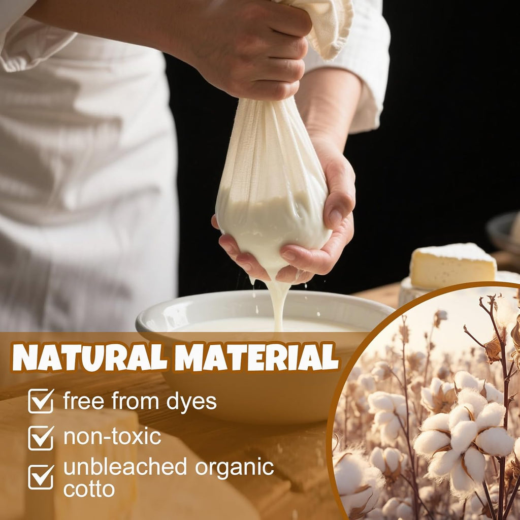 Skiennix Cheese Cloths - 15 PCS Organic Cotton Straining Cloths, 20x20 Inch, Reusable & Hemmed Edge