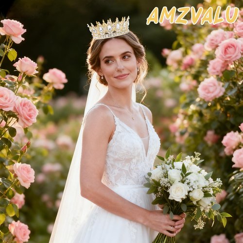 AMZVALU Crown Cake Topper, Corona Para Pastel, Gold Crown Happy Birthday Cake Topper Candles Balls 3D Butterflies, Diy Cake Decorations for Women Princess Queen (Gold, White)