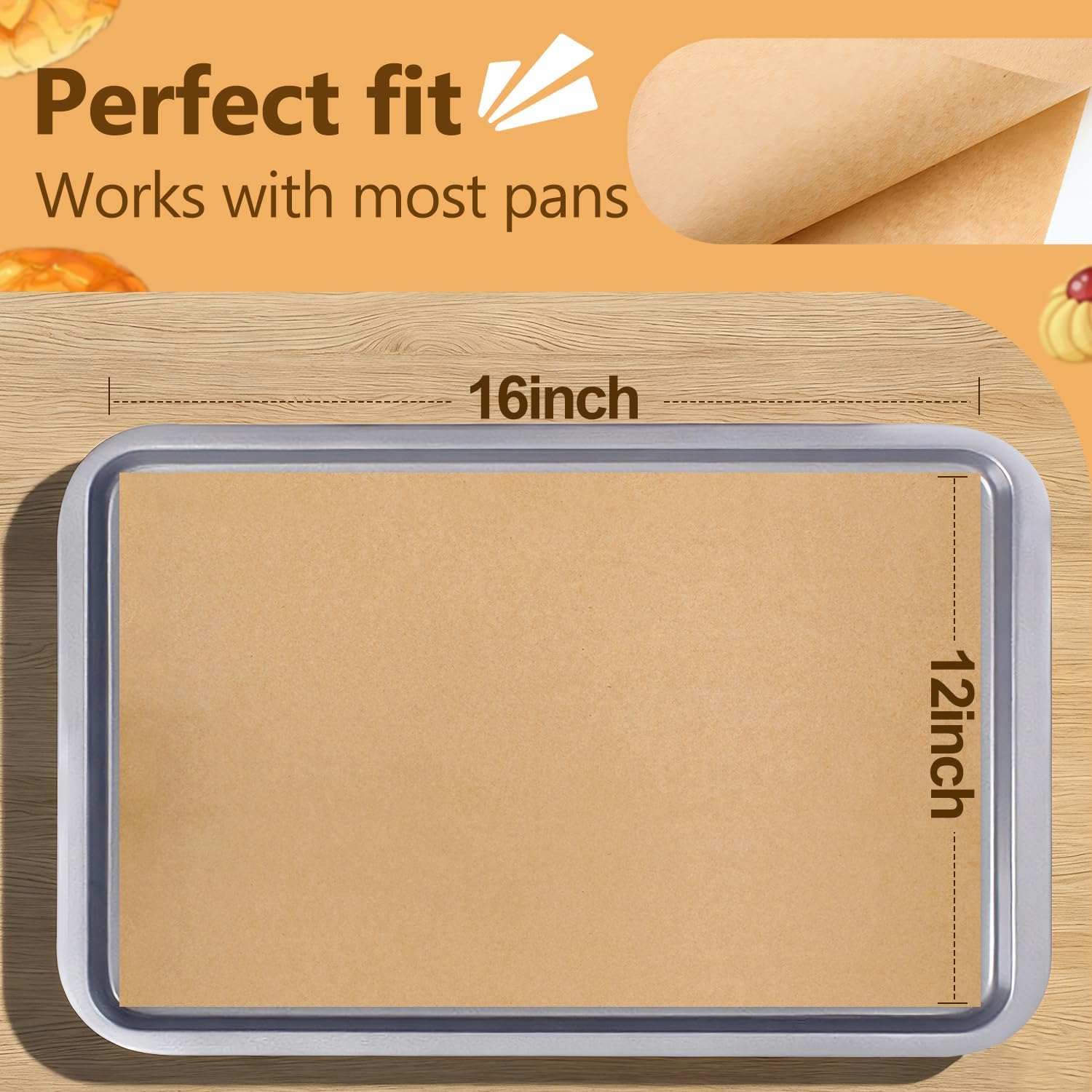 Unbleached 400Pcs Silicone Coated Parchment Paper Sheets | 12x16 Inch Non-Stick Baking Paper for Oven & Air Fryer