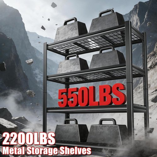 40W Heavy Duty Metal Garage Shelving Units - Adjustable Storage Shelves | 2200LBS Capacity, 19.6” D x 39.37” W x 59.84” H