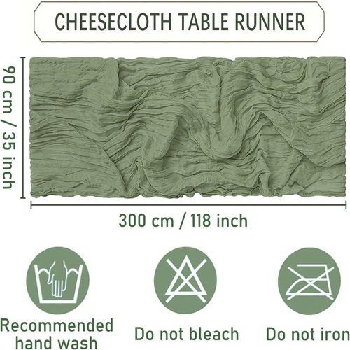 20 Pack Sage Green Cheesecloth Table Runner 35 x 71 Inch Gauze Fabric Boho Christmas Table Runner for Wedding Arch, Rustic Bridal Shower, Baby Shower, Party Decorations, Farmhouse Home Decor