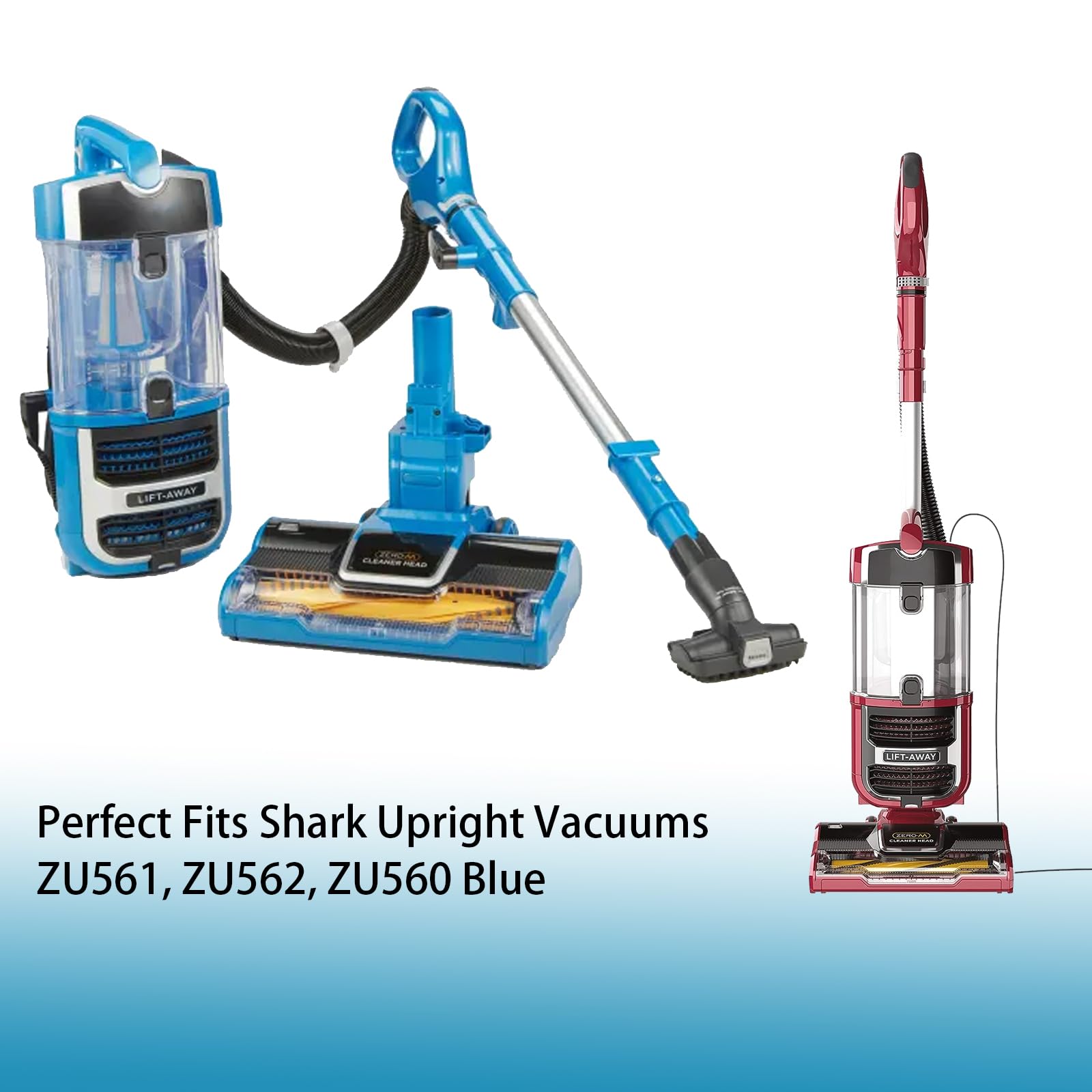 ZU560 Replacement Hoses Handle and Crevice Tool Set for Shark Navigator Rotator Lift-Away Upright Vacuum, Dust Brushes for Shark Upright Vacuums ZU561, ZU562, ZU560 Blue, CU520, UV650 and UV725