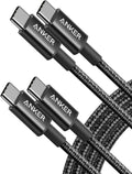 Anker USB C to USB C Cable - 60W Fast Charging (6 FT, 2-Pack) for iPhone 17, iPad Mini 6 & More | Black
