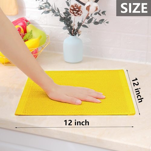 Homaxy 100% Cotton Dish Cloths - Ultra Soft, Absorbent & Quick Drying | 12x12 Inches, Yellow, 6-Pack