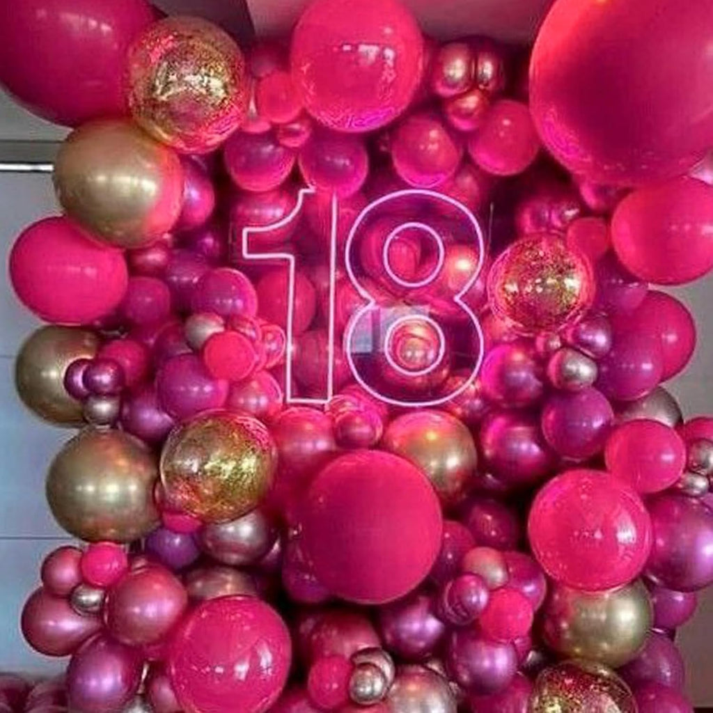 PartyWoo Pearl Hot Pink Balloons - 140-Piece Arch Kit with Various Sizes for Bridal & Birthday Celebrations